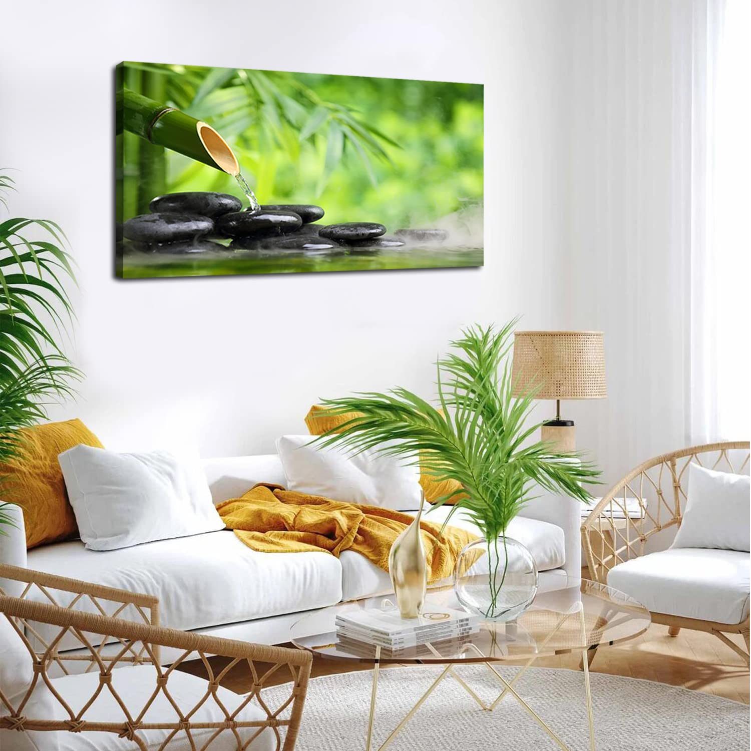 Amazon.com: AIYISU Zen Stones Canvas Wall Art Green Bamboo