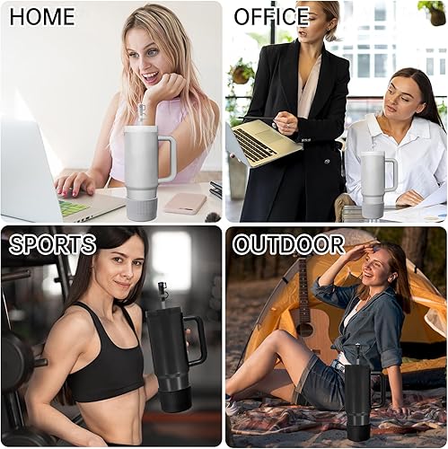 Miniatura 7 de NiHome 2 fundas protectoras de silicona para vaso con cubierta de popote para Stanley Quencher 40 de 30 onzas, IceFlow 20 de 30 onzas y botella