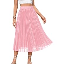 Gardenwed Pleated Midi Skirt for Women Aline Summer High Elastic Waisted Swing Skirts with Lining 2026