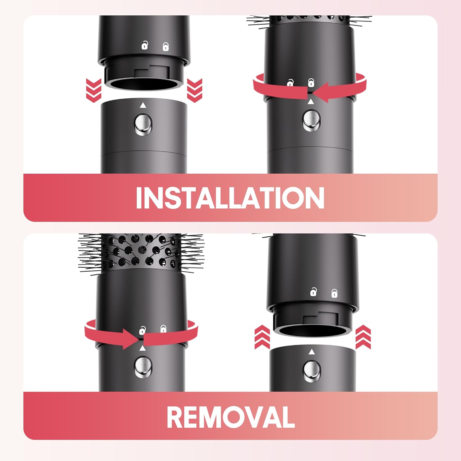 6 in 1 Blow Dryer Brush Set, Powerful Hair Dryer Brush with Auto-Winding Curl L/R, Fast Drying, Smooth Blowouts, Root-Lift Volume, No Heat Damage Frizz-Free Thermal Brush, Hot Air Styler for Travel - Image 9