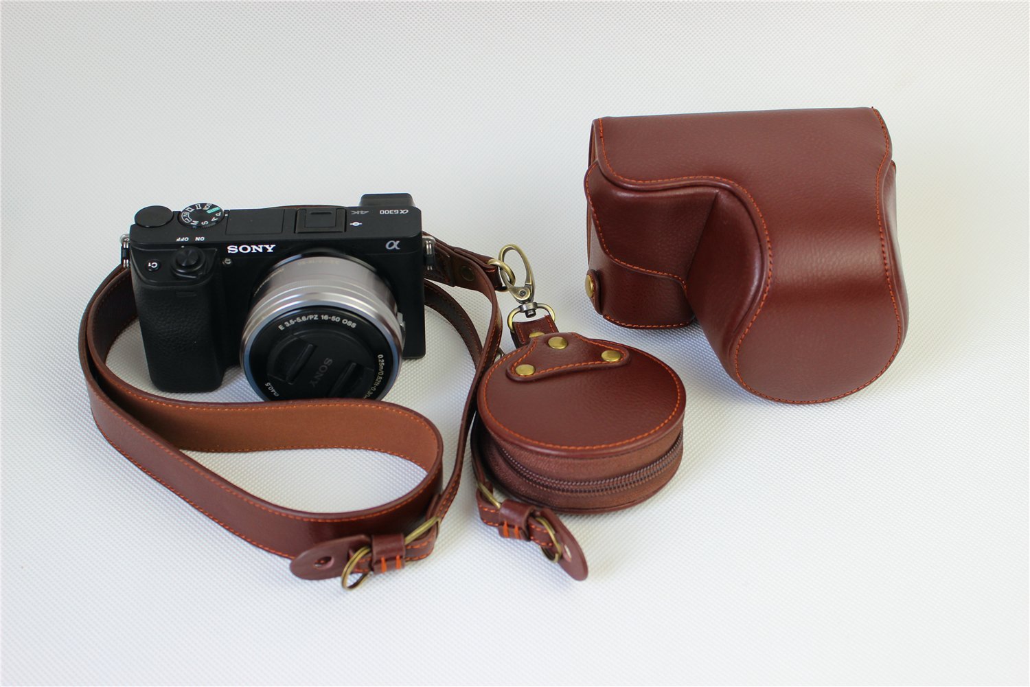 A6000 A6300 Case, BolinUS Handmade Genuine Real Leather Fullbody Camera Case Bag Cover for Sony Alph