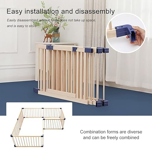 Miniatura 6 de Corralito de madera para bebés, valla de centro de actividades de seguridad para niños pequeños, corrales anticaídas para interiores y exteriores,