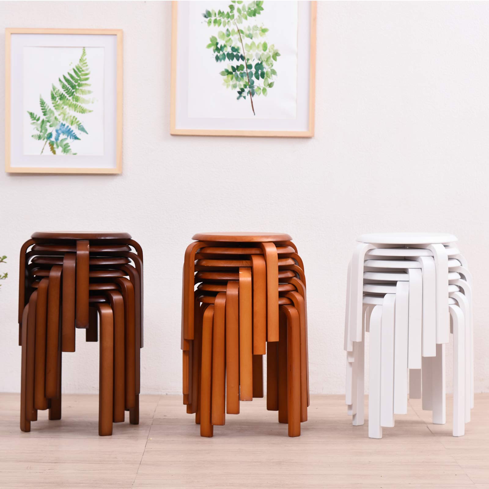 IBUYKE Krzesło do Jadalni/Stołki Barowe z Litego Drewna Gładkiego do Salonu, Kuchni, Bistro - Białe 40 x 33 x 44 cm RF-717