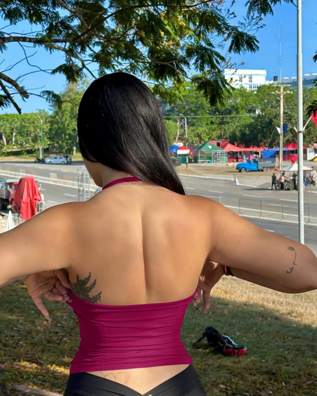Impact Longline Haut à bretelles pour femme Haut à dos nu pour entraînement de compression Gym Fitness