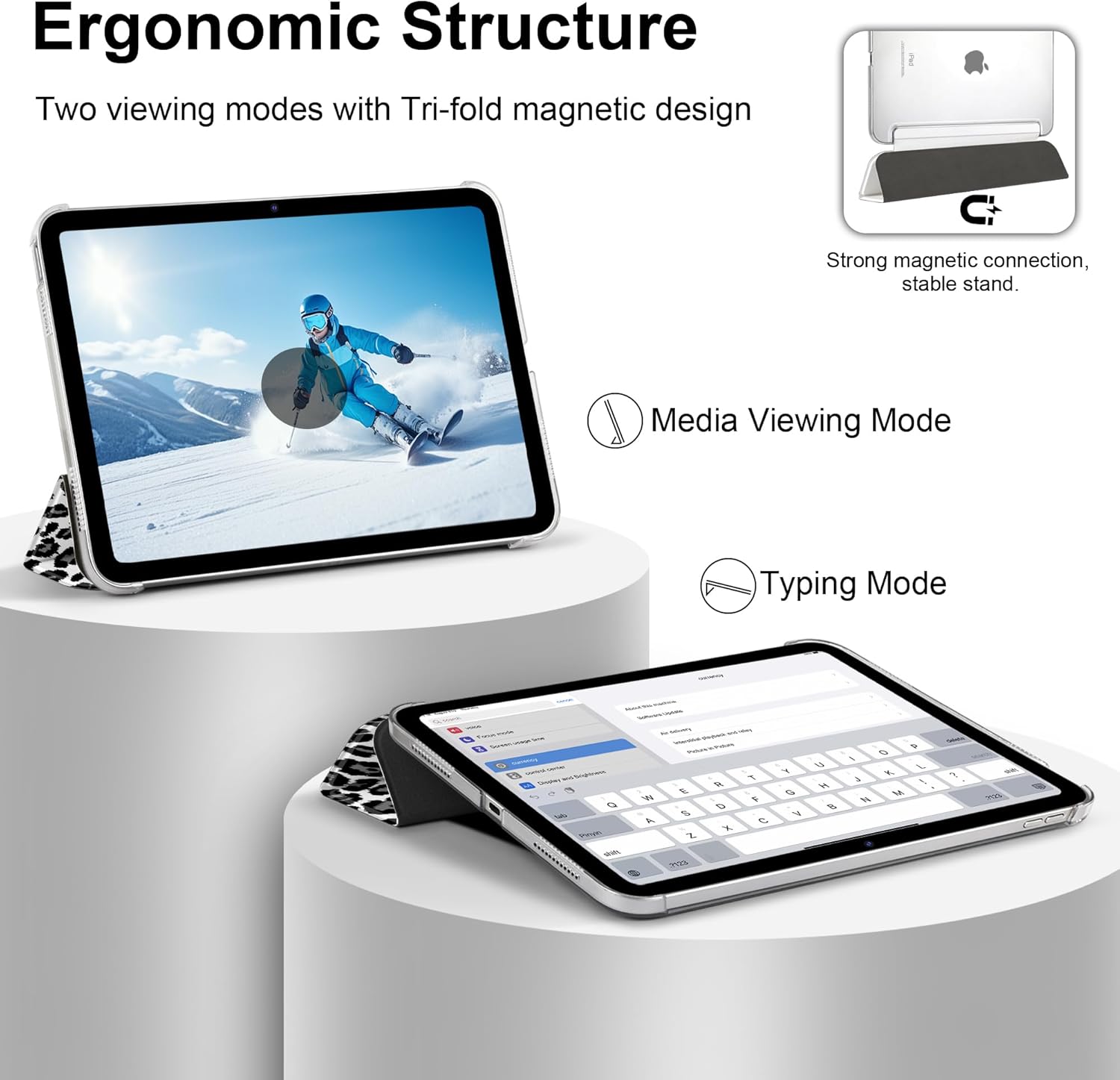 MEEgoodo Case for iPad Air 11-inch M3 (2025) / M2 (2024),Case for iPad Air 5th/4th Generation 10.9 inch 2022 2020, Tablet Cover with Silk Texture & PC Clear Back Cover, Snow Leopard Texture - Image 7