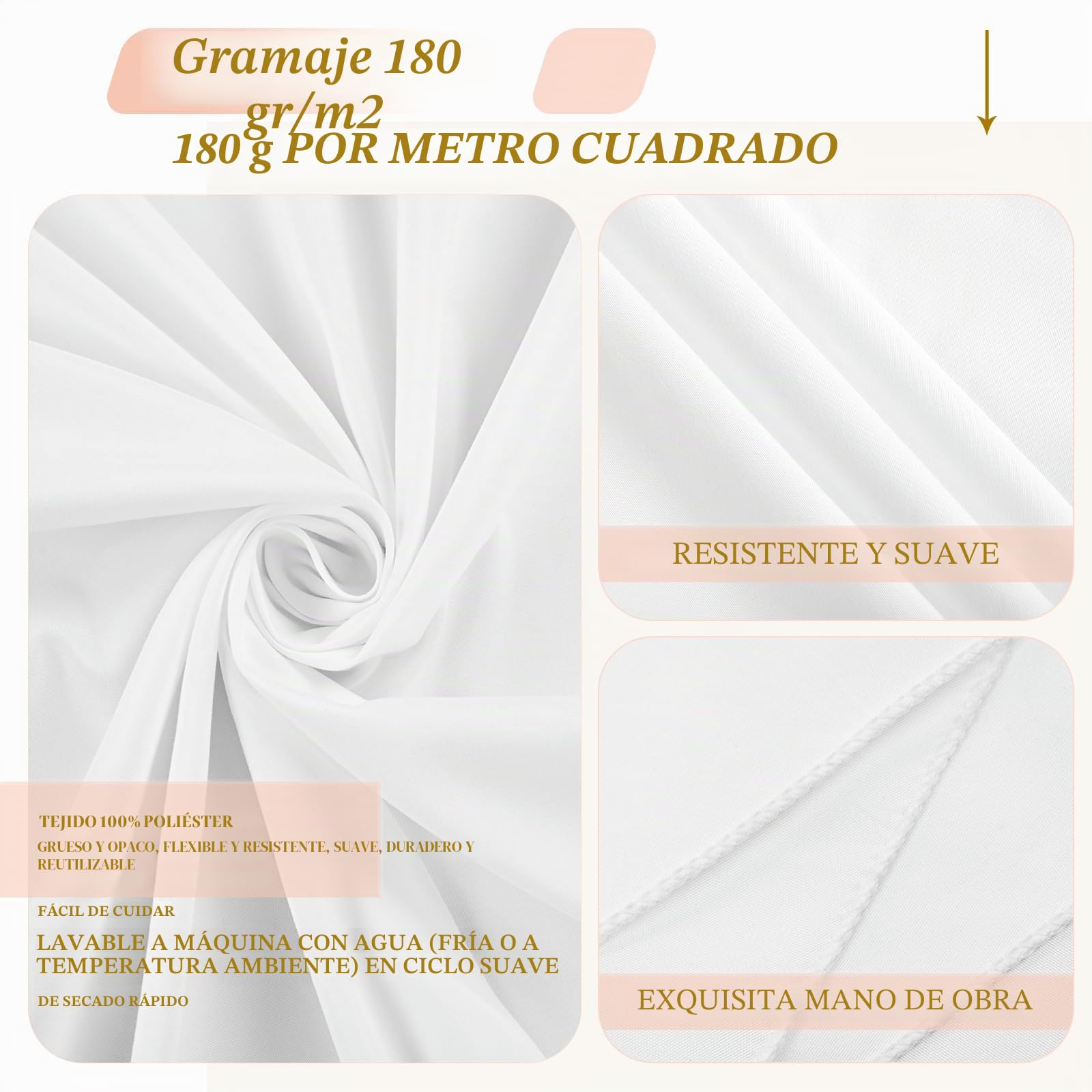 Teruntrue 12 Paquetes Manteles Blancos Rectángulos 153 x 320 cm, Manteles Blancos de Poliéster para Mesa de 8 Pies, Mantel Rectángulo Lavable para Fiestas Bodas Buffet Camping Restaurante(60"x126")