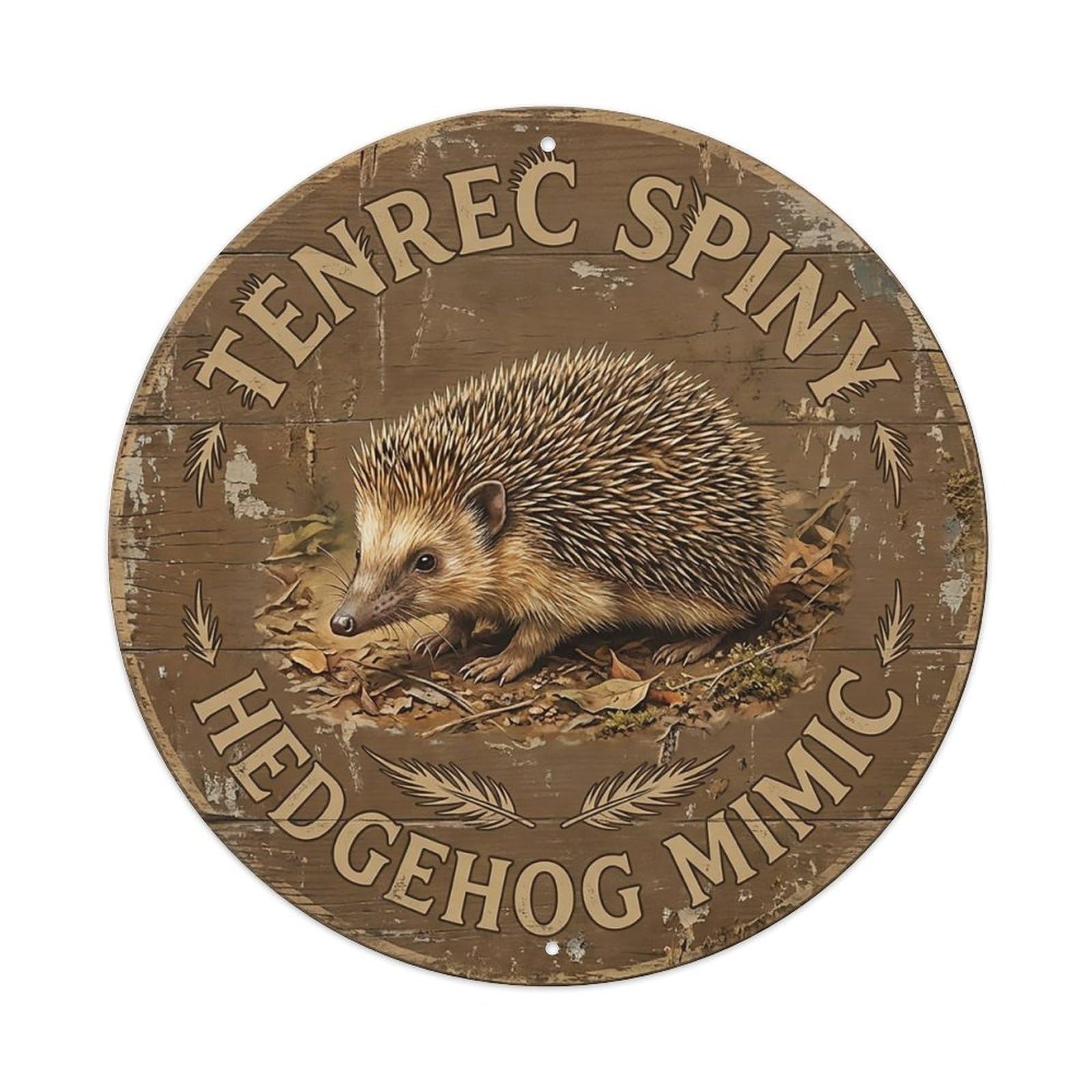 Cxhjca 8X8inch(20X20cm) Tenrec Spiny Hedgehog Mimic Metal Tin Sign