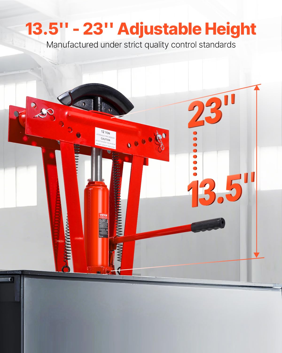 VEVOR Piegatubi Idraulico Piegatubi per Tubi Scarico in Rame 12 Tonnellate 6 Matrici (1/2'', 3/4'', 1'', 1-1/4'', 1-1/2'', 2''), Rulli Regolabili da 90° a 180° per Tubi in Metallo, Piegatubi Manuale