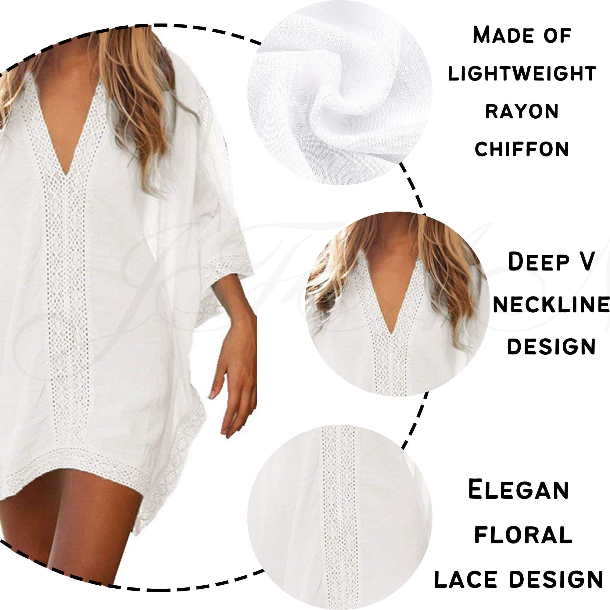 JFAN Copricostume Mare Donna Curvy Copribikini Estivo Abito da Spiaggia Vestito Mare Corto Beachwear Bikini Cover Up