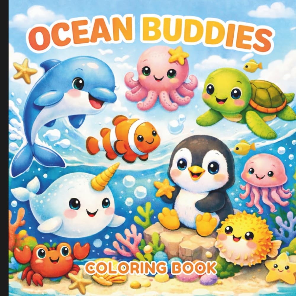 Ocean Buddies Coloring Book: Ocean Coloring Book For Adults And Teens