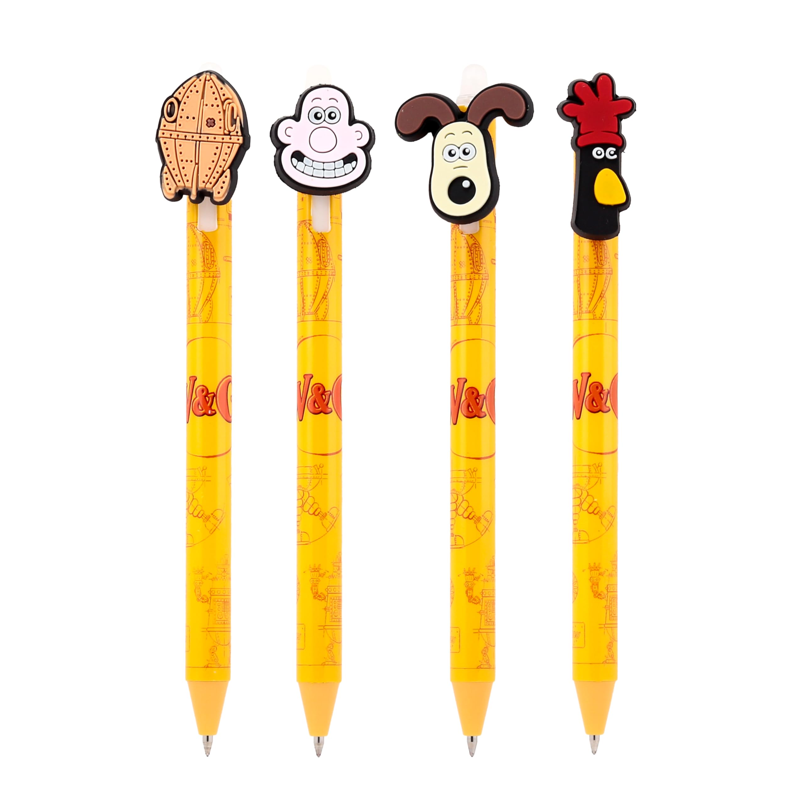 Puckator Inkredible Erasable Pen with PVC Wallace & Gromit Topper - Cool Cute Aesthetic Back To School Supplies Erasable Gel Pens - Pen With Eraser Rubber For Kids Office Writing Drawing