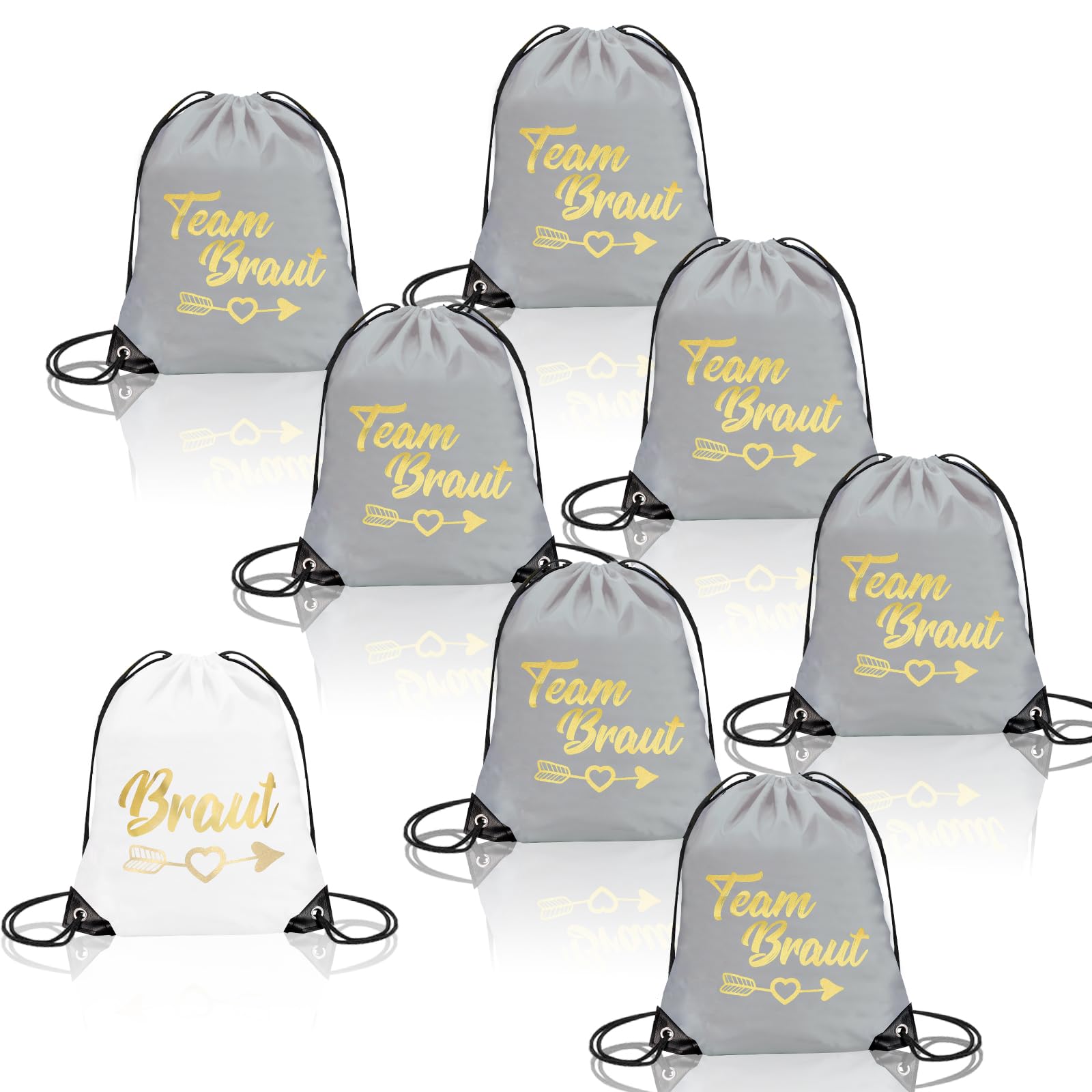 8 Stück Turnbeutel Team Bride Jga Beutel Set Jga Accessoires Frauen Mit Kordelzug Weiß Bride Rucksack 7 Grau Rucksack Jga Damen 34 * 42cm Für Junggesellenabschied Braut Party