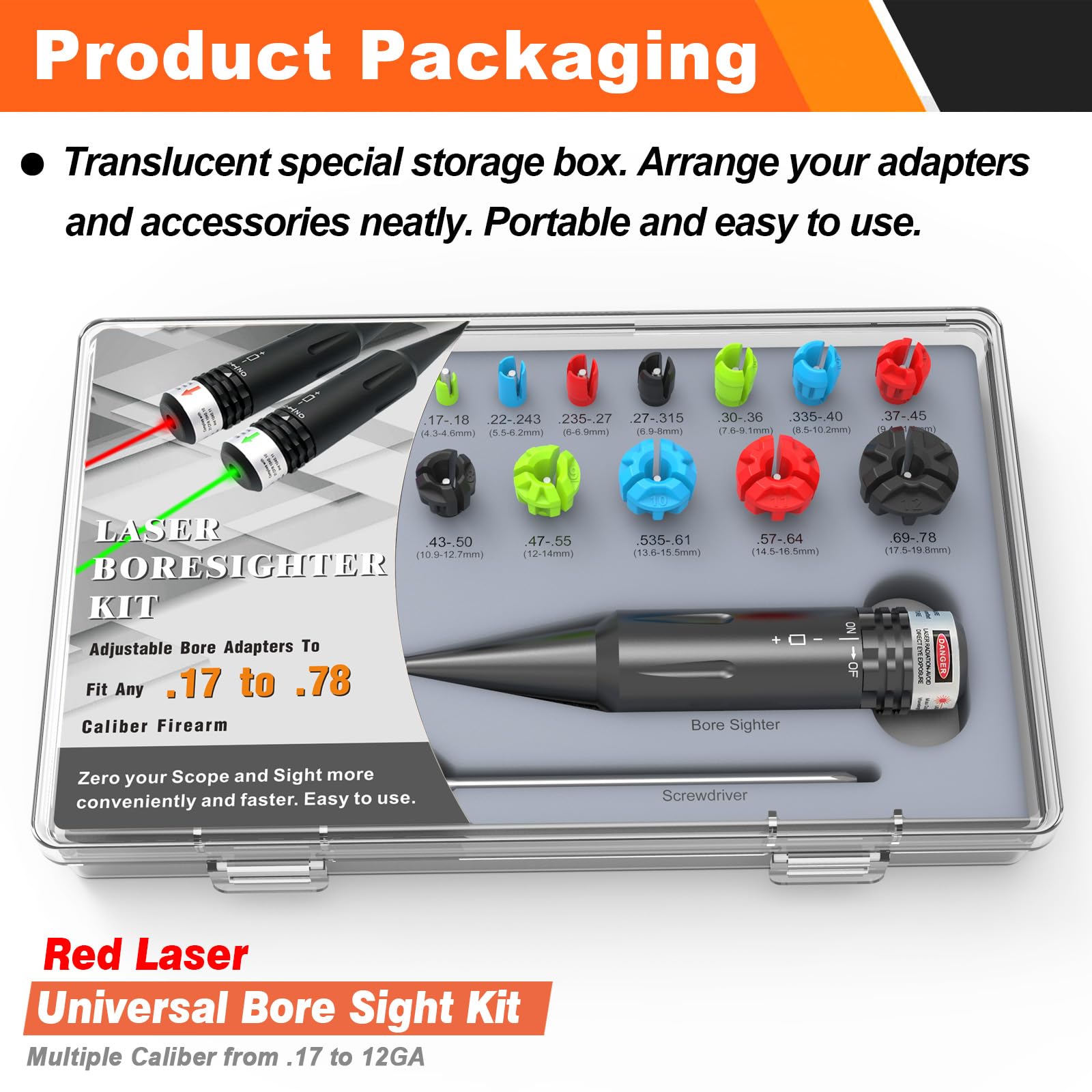 Byattoo Universal Laser Bore Sight Kit for Multiple Caliber from .17 to 12GA Rifles and Pistols with Both CR2 and LR44/AG13 Batteries (Red Laser)