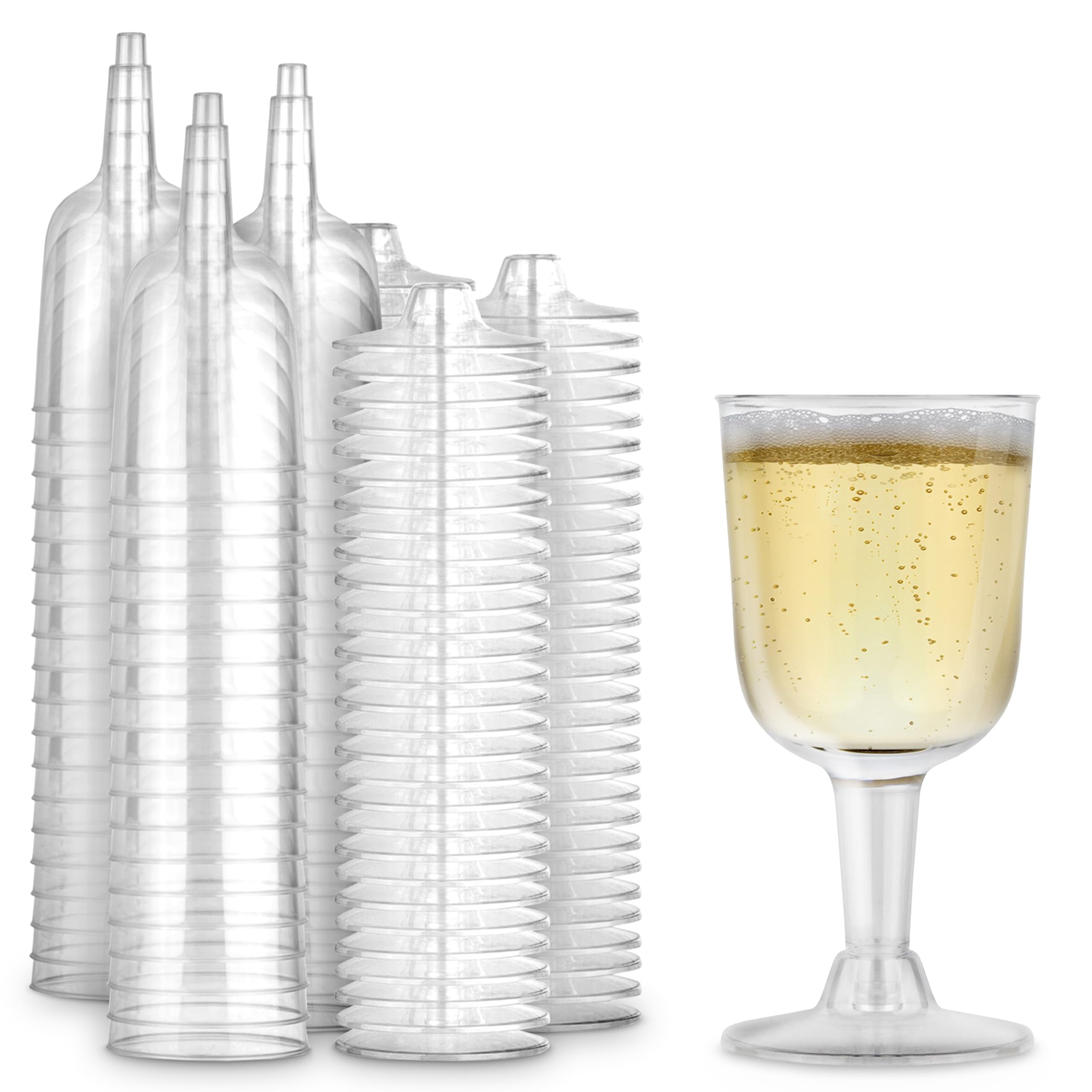 Stock Your Home 5 oz Clear Plastic Wine Glass (80 Pack) - BPA Free & Recyclable - Shatterproof Wine Goblet - Disposable & Reusable Cups for Champagne,