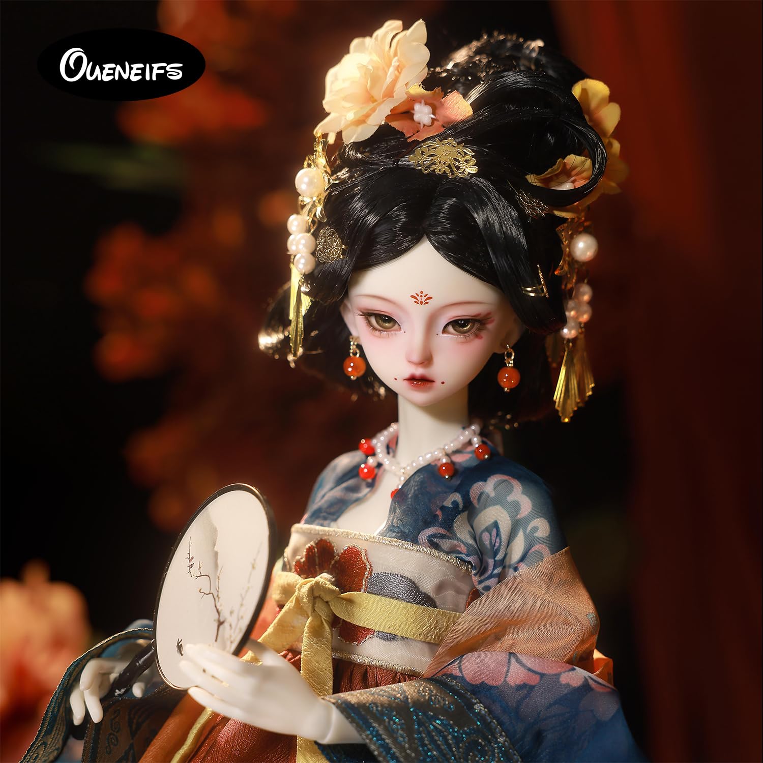 Oueneifs BJD Puppe 1/4 Joan F, chinesischer Tang-Dynastie-Stil, komplettes Set, Harz-Spielzeug für Kinder ab 15 Jahren (ohne Frisur)