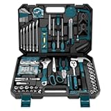Sundpey Home Tool Kit 257-PCs - Household Basic Repair Tool Set for Men Women - General Hand Mechanic's Tool Set & Screwdriver Set & Wrench Set & Socket & Portable Tool Box Storage Case Blue