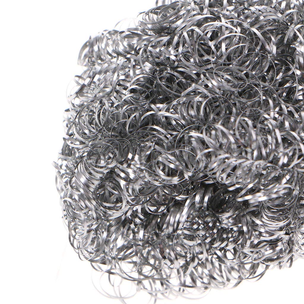 PURPLELILY 6 Pcs Stainless Steel Wire Dish Scourer Cleaning Kitchen Helper Tools
