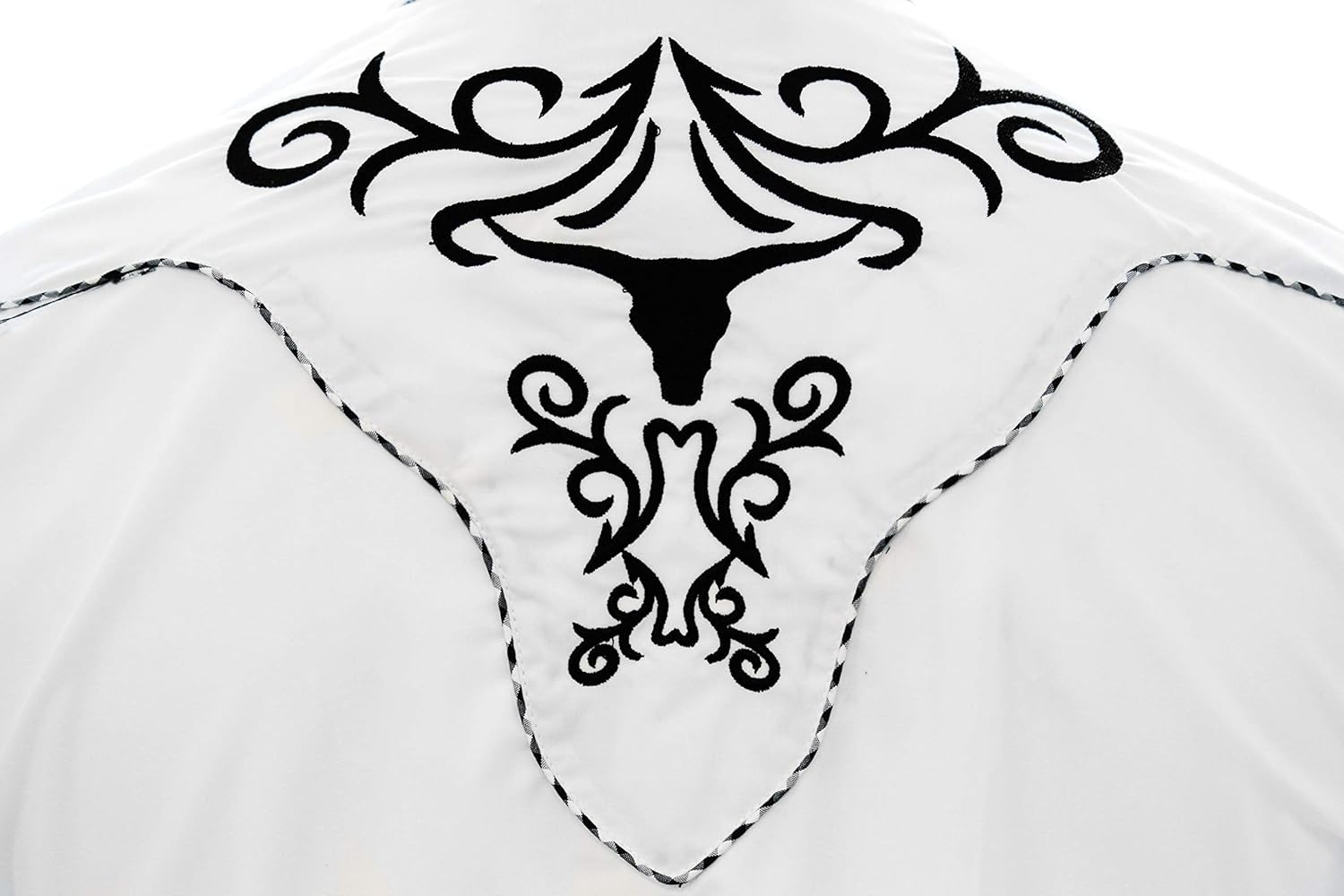 El General Men's Charro Shirt Camisa Vaquera Western Wear White/Black