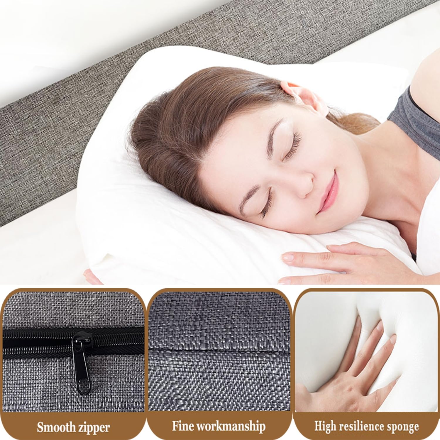Bettlückenfüller für Matratze 90-220cm, 45D High-Density Schaumstoff Matratzenverlängerung gegen Herausfallen von Kissen, Abnehmbarer Waschbarer Bezug, Ideal für Kopfteil Wand(Dunkelgrau,190x20x30cm)