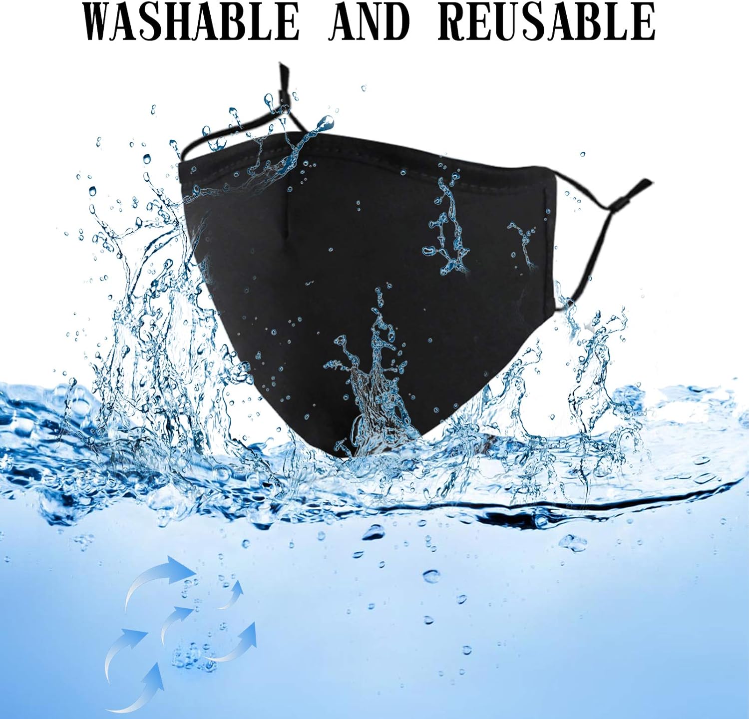 Plain Cotton Reusable Large Face Mask for Women Men Washable Breathable Designer Cloth Fabric Madks Nose Cover Adjustable Gift Stretchy Facemask Daughter Girlfriend Wife Her Husband Mom Cute black : Sports & Outdoors