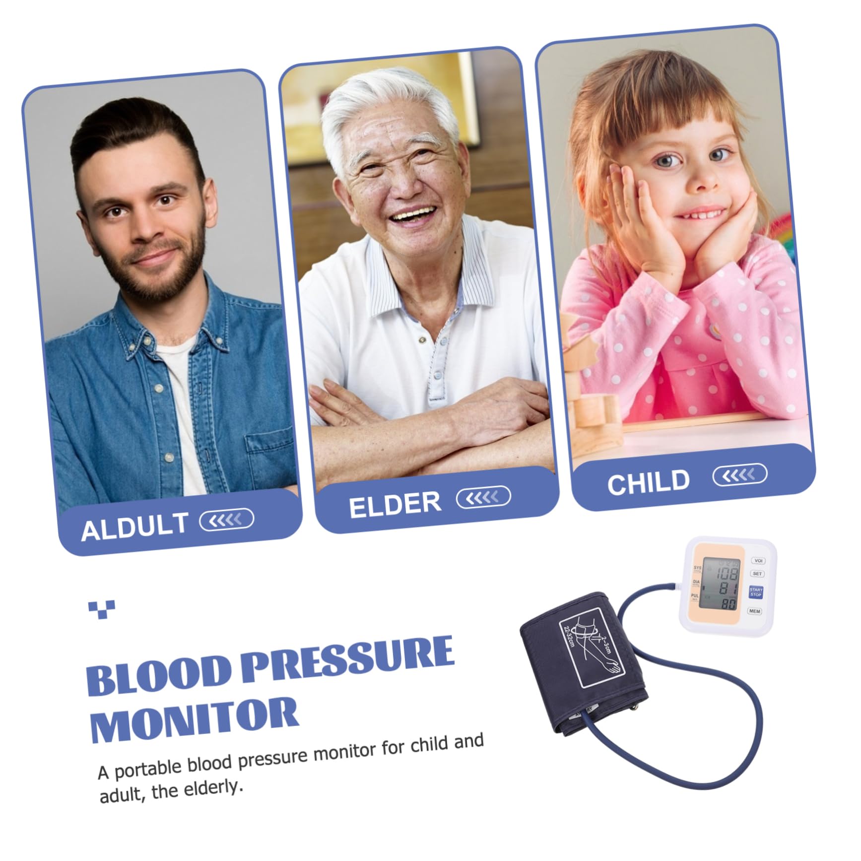 Baluue Oberarm Blutdruckmessgerät Elektrisch aus Abs mit Pulserkennung und Druckmessung Gold 2x120 Speicherplätze 4 Aaa Batterien (nicht Enthalten) für Senioren und Eltern zur Häuslichen