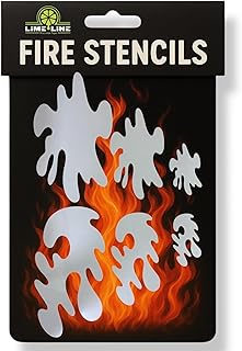 LiME LiNE 6-Piece Realistic Fire Airbrush Stencil Kit - Automotive Custom Paint Templates, Cars, Trucks, Motorcycles, Hot Rods