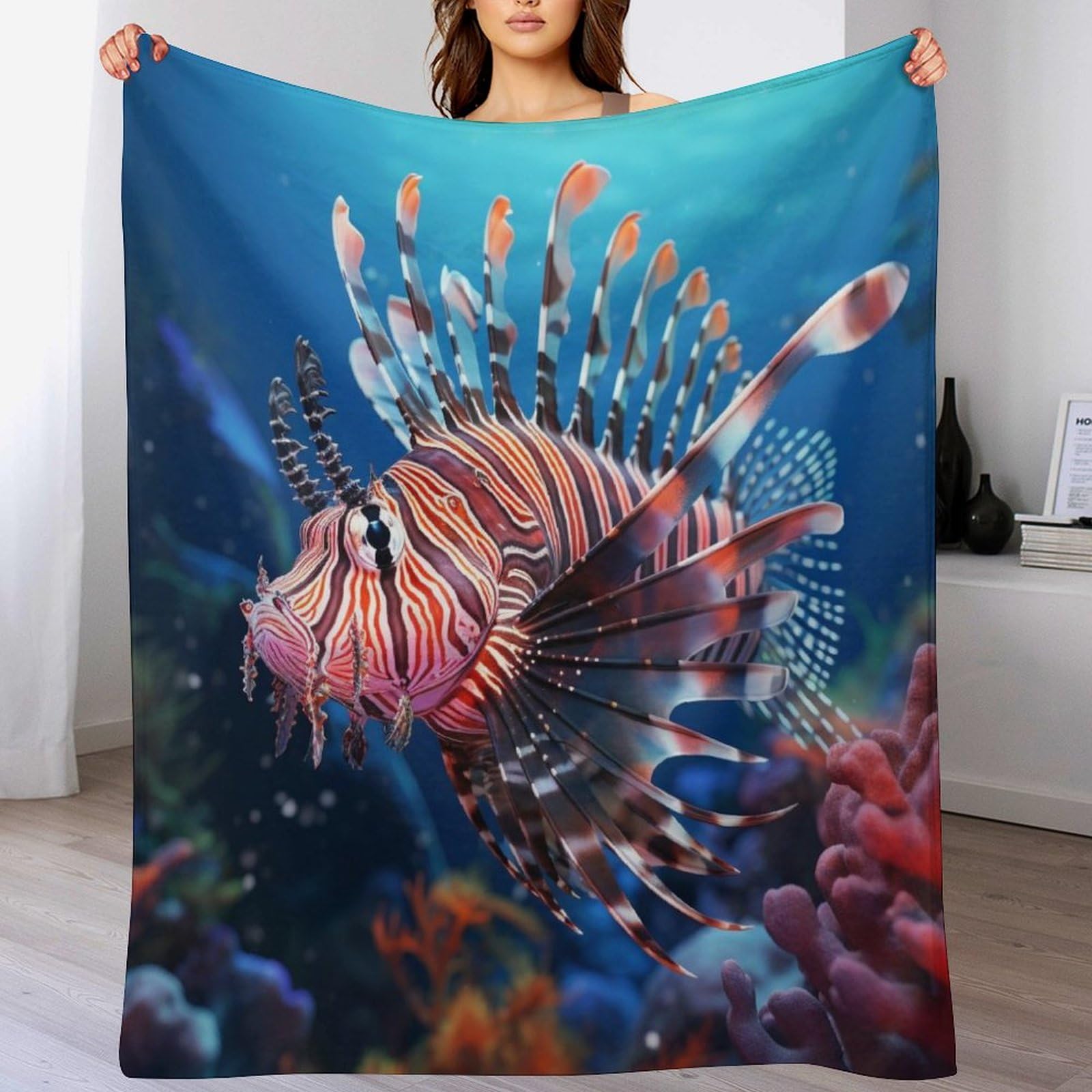 Couverture flannel poisson anti-froid plaid doux canapé et lit
