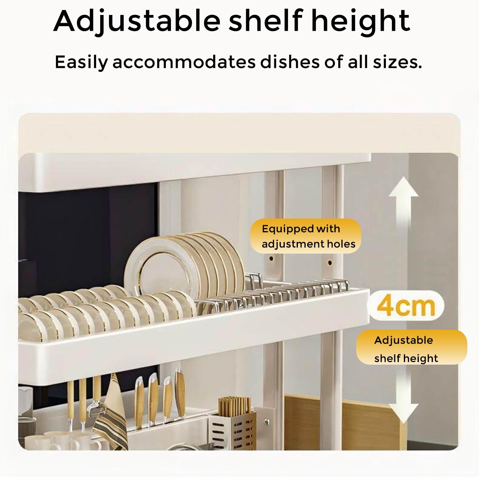 Adjuble inless - Escurridor de platos de acero para fregadero, ahorra espacio, resistente al óxido, multifuncional, fácil de limpiar para un secado eficiente