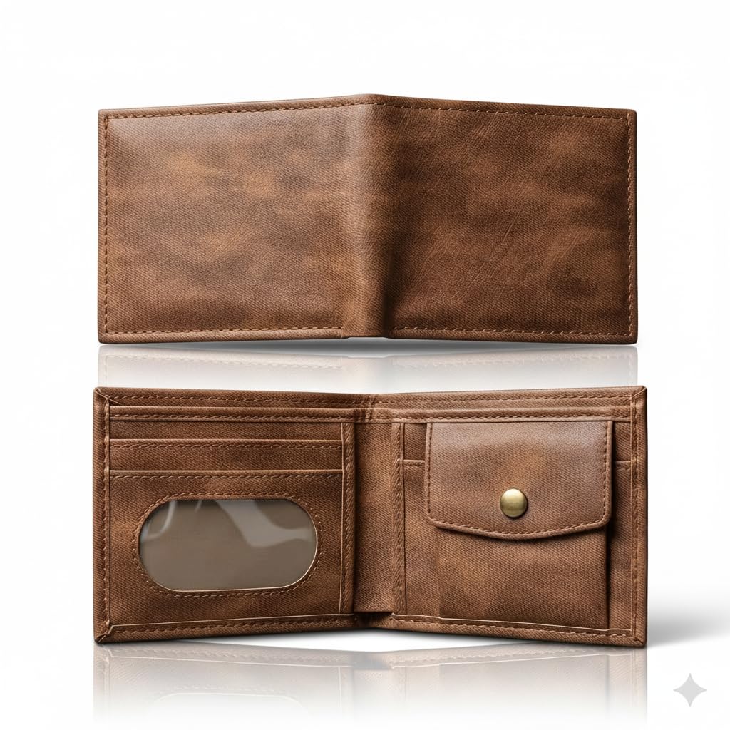 Leather Wallet for Men with Coin Pocket Stylish Card Wallet & Purse for Men Gift Set & Daily Use (TAN)-image-39