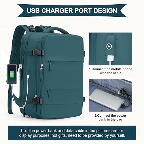 Miniatura 4 de coowoz Mochila de viaje grande para mujeres y hombres, mochila de transporte para deportes al aire libre, artículos esenciales de viaje, Azul