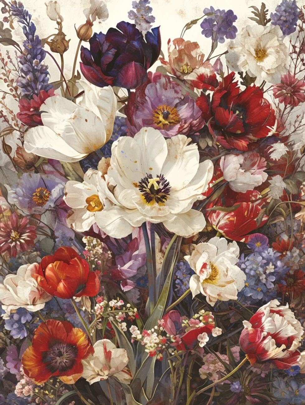 RKFLGEW 14CT Cross-Stitch Counted Kits Fantasy Colorful Flowers Cross Stitch Kits Embroidery Starter Set for Beginners DIY Home Decoration 40x50cm