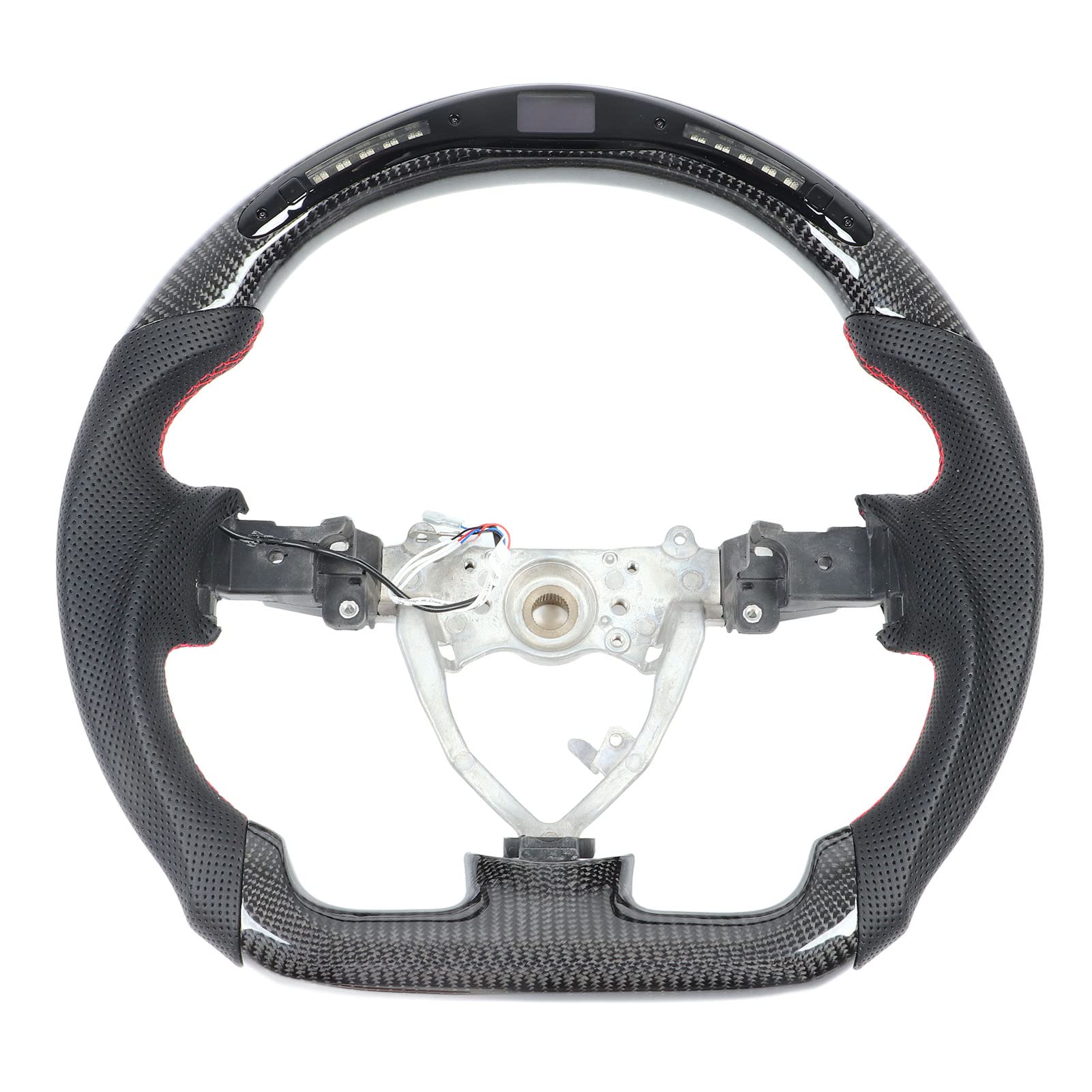 lyrlody Luces de LED Volante de Fibra de Carbono con Costuras Rojas de Repuesto para FJ Cruiser 2007-2017, Diseño de Carreras de Fondo Plano, Agarre Mejorado y Fácil Instalación
