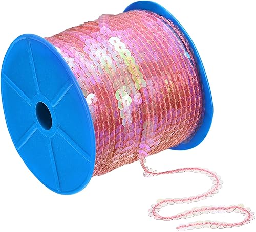 uxcell Tira de lentejuelas planas de 100 yardas de 0.236 in, rollo de cinta de lentejuelas para costura, manualidades, adornos de disfraces