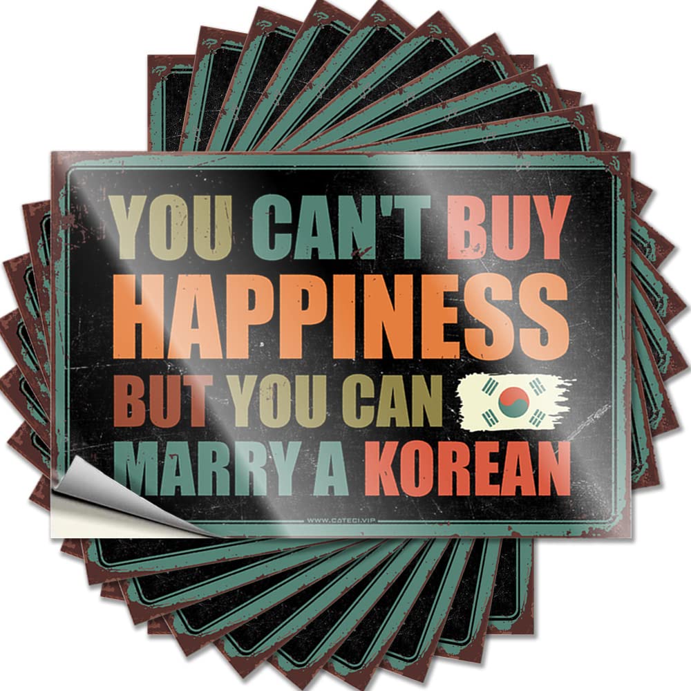 Sticker & You Can't Buy Happiness But Can Marry A Korean Teacher Appreciation Bulk Stick-on for Funny Bar - Wall Peel and Stick Decor(12X18CM-6Pcs)