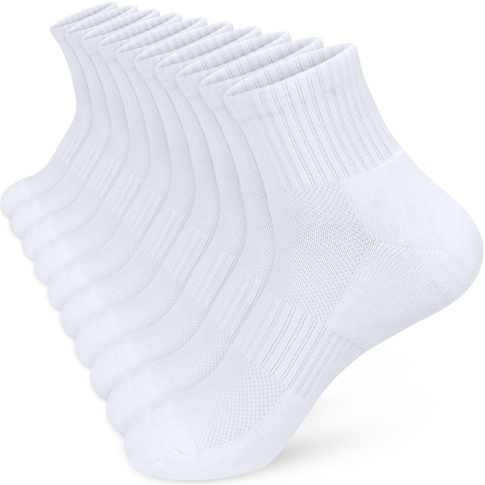 ouhos Womens Ladies White Black Running Trainer Ankle Socks Anti Blister Walking Hiking Sports Socks Cushioned Work Support Cotton Socks for Womens 4-7 Multipack Cycling Athletic Socks 5 Pairs