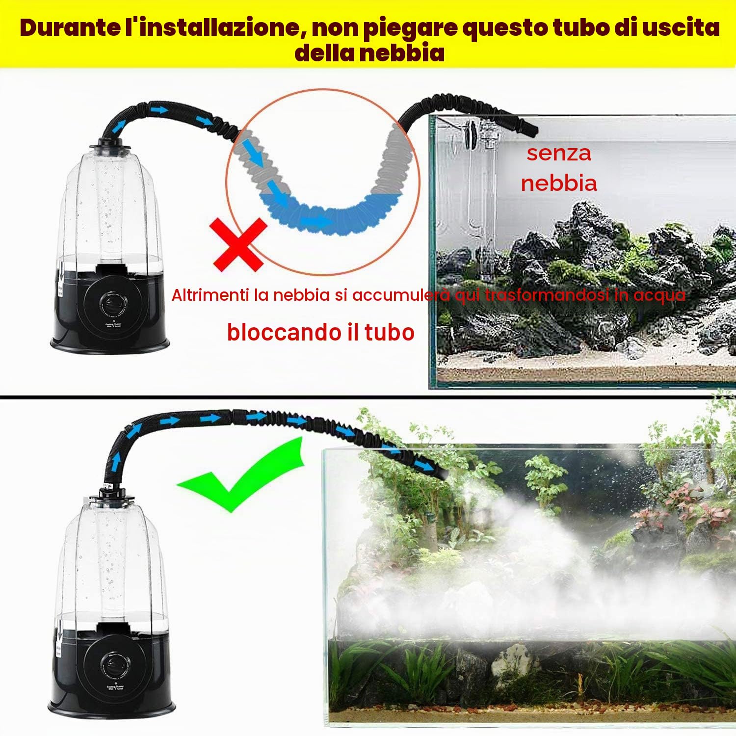 Coospider Nebulizzatore per terrario, 3 l, con tubo (380 ml/h) per rettili e anfibi, funzionamento silenzioso a ultrasuoni, umidificatore ad ultrasuoni per serpenti, camaleonti, tartarughe e paludari