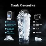 EUHOMY LunaArc Crescent Ice Makers Countertop, 1600Pcs/Day, Ready in 12Mins, Auto Deep Cleaning, Timer, Portable Crescent Ice Maker Countertop with Clear Ice Cubes for Whiskey/Coffee/Soft Drinks