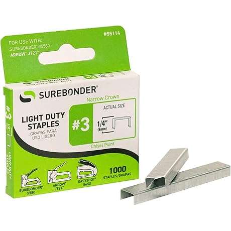 Surebonder 55114 Light Duty Staples for Stapler Gun