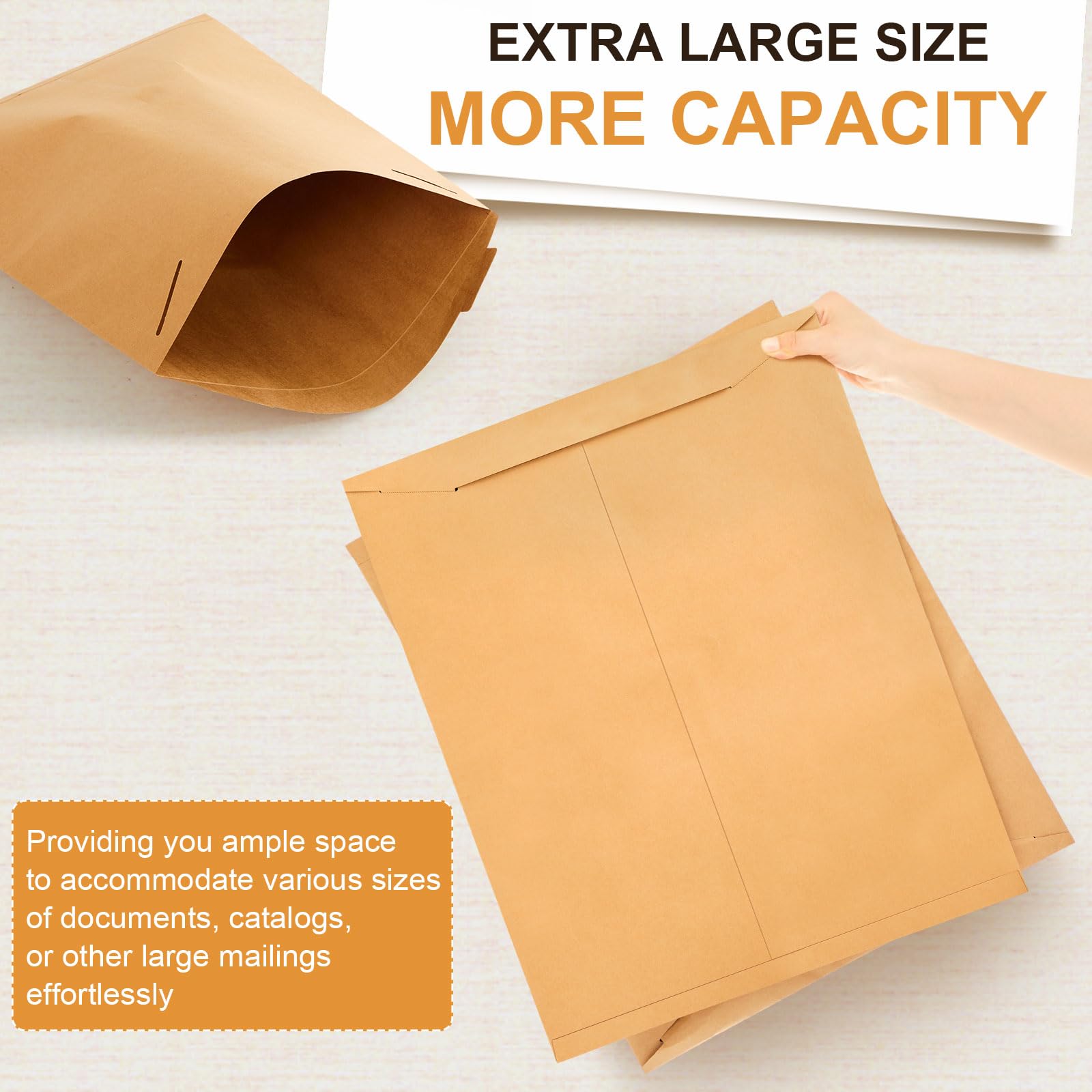 Lot de 20 enveloppes rigides en carton kraft extra larges et robustes avec fermeture à languette de 35,6 x 45,7 cm pour l'expédition de photos, emballages de documents, cartes cadeaux, CD