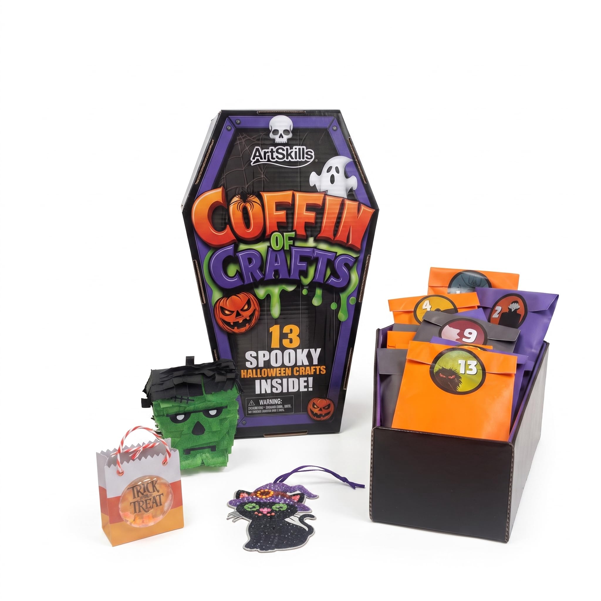 Coffin Of Crafts Calendario dell'Avvento di Halloween 2026 - Artigianato di Halloween per bambini | 13 Spooky Crafts - Kit di decorazioni artistiche per Halloween, per ragazzi e ragazze