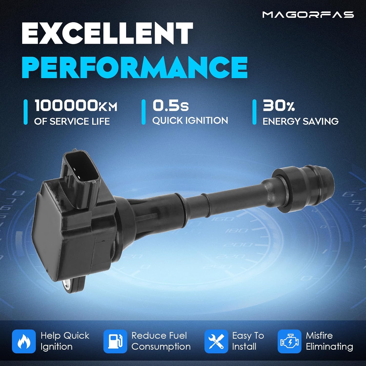 Ignition Coils Pack UF350 for Nissan Altima Sentra 2002 2003 2004 2005 2006 2.5L 2.5 L4, Ignition Coils W/Iridium Spark Plugs UF-350 C1398 5C1395 224488H3-4 Set