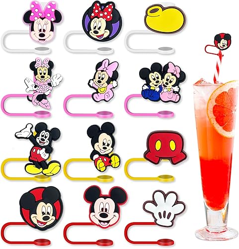 Tapa de popote para taza, adorno de popote reutilizable para vaso de 30 y 40 onzas, fundas de punta de popote de dibujos animados para accesorios de