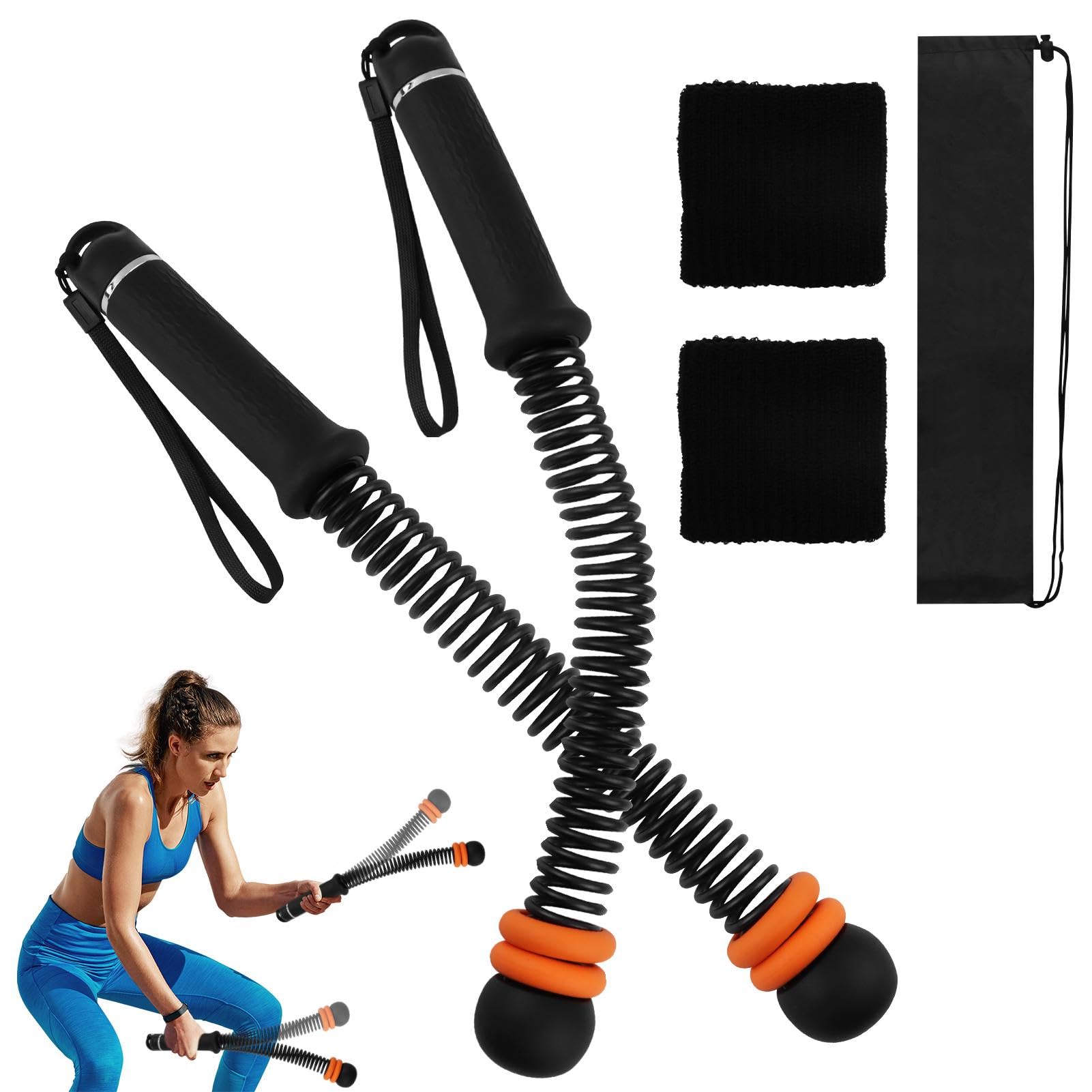 Ropeless Battle Ropes Weighted, Portable Cordless Home Gym Training Rope Fitness Equipment for HIIT & Cardio Full-Body Workout Tool with Non-Slip Spiral Handles(Black)-image-45