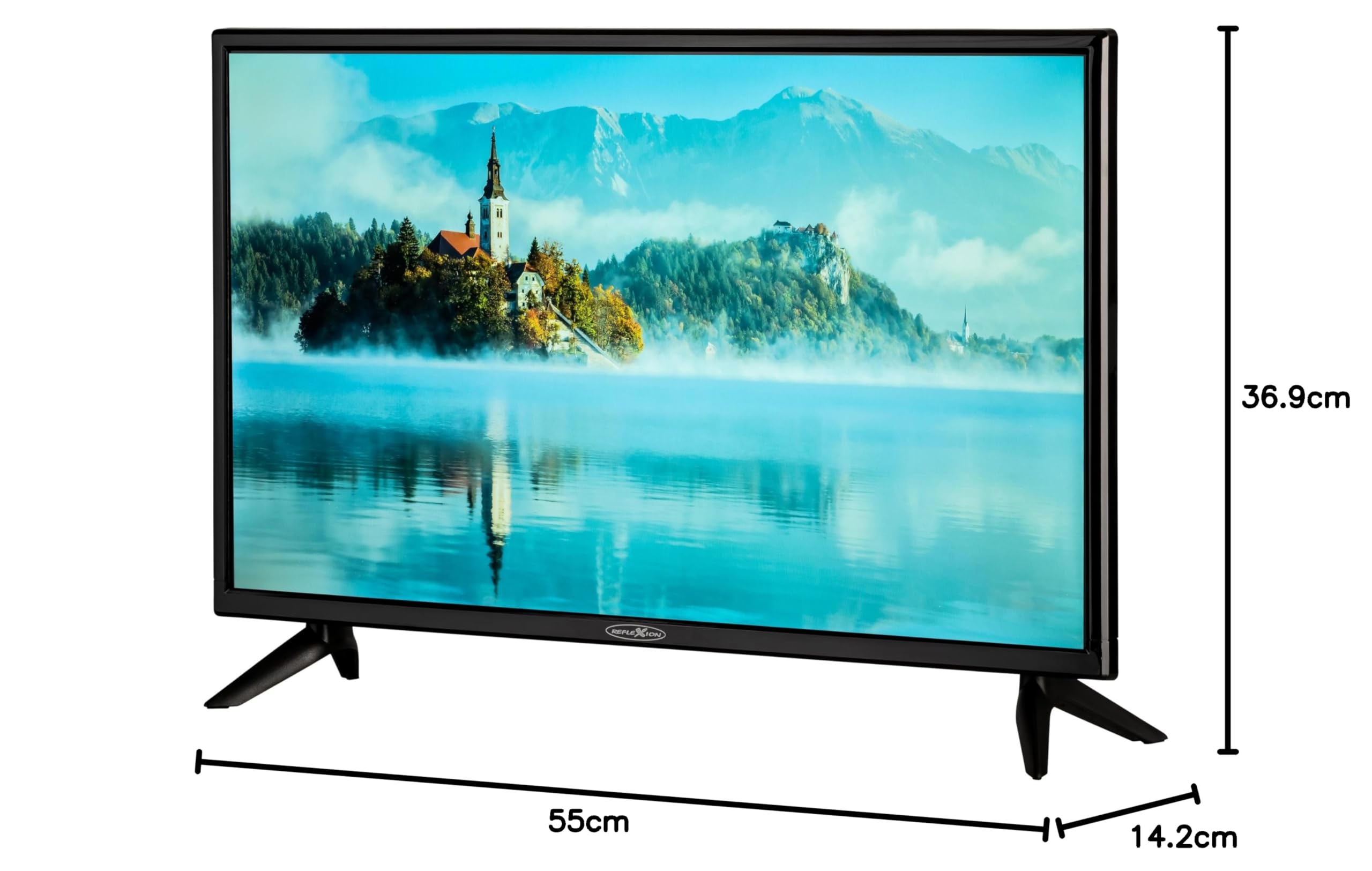 Reflexion LED2425SB telewizor 24" z listwą dźwiękową, adapter samochodowy 12 V, do kampera, przyczepy kempingowej, HDMI, USB, Bluetooth