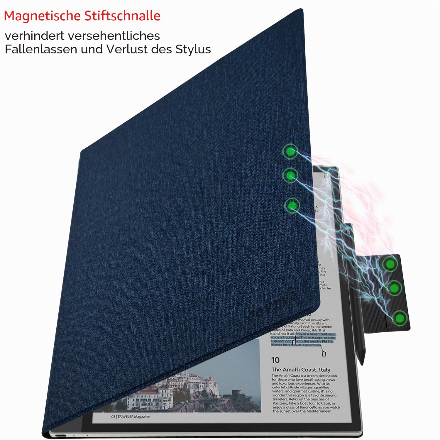 Schutzhülle mit magnetischem Ständer für Onyx Boox Tab X C 13.3 Color/Boox Note Max 13.3 (2025/2024), ultradünn, leicht, Leder, mit magnetischer Stiftschnalle, automatischer Schlaf-/Wachmodus
