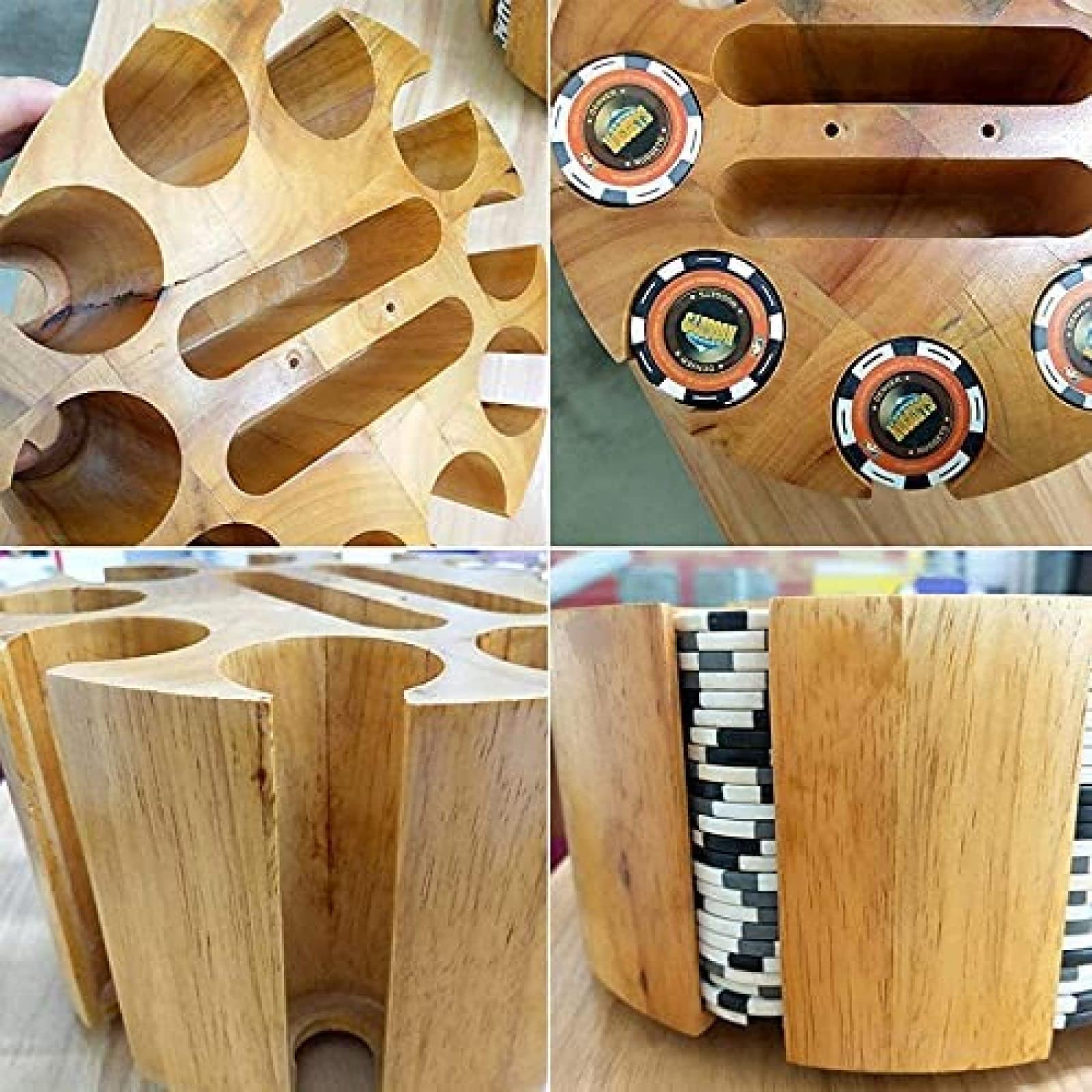 Vassoio Porta fiches da Poker con Rotazione, Set di fiches da Poker in Custodia a carosello in Legno, Accessori per Feste da Casinò per blackjack, Texas Hold'em, Giochi per Famiglie, capacit