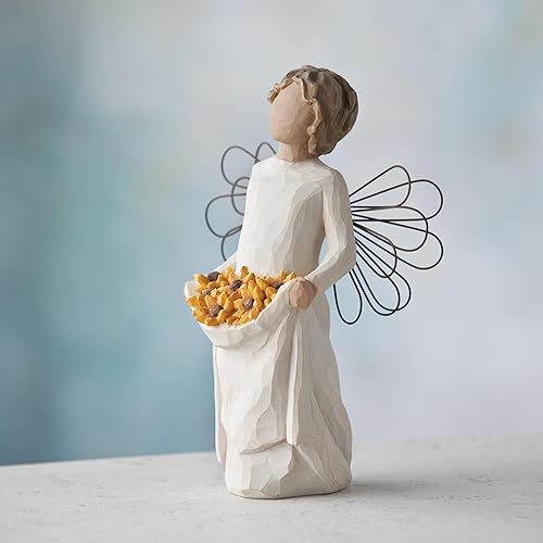Miniatura 4 de Willow Tree Warm Embrace Figura Plus Sunshine Angel Figure, esculpida pintada a mano, juego de 2 piezas