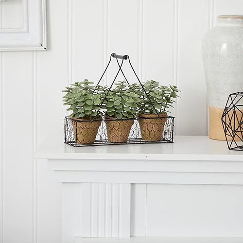 Miniatura 3 de Nearly Natural Mini planta artificial de jardín de jade de 7 pulgadas en maceta colgante