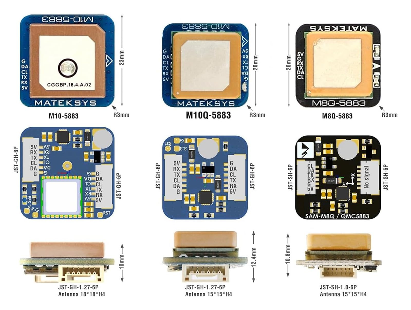 Modulo GNSS MATEK M10Q-5883 con bussola QMC5883L, 20X20mm | For aereo RC, for FPV Freestyle, for droni a lungo raggio, for parti fai-da-te