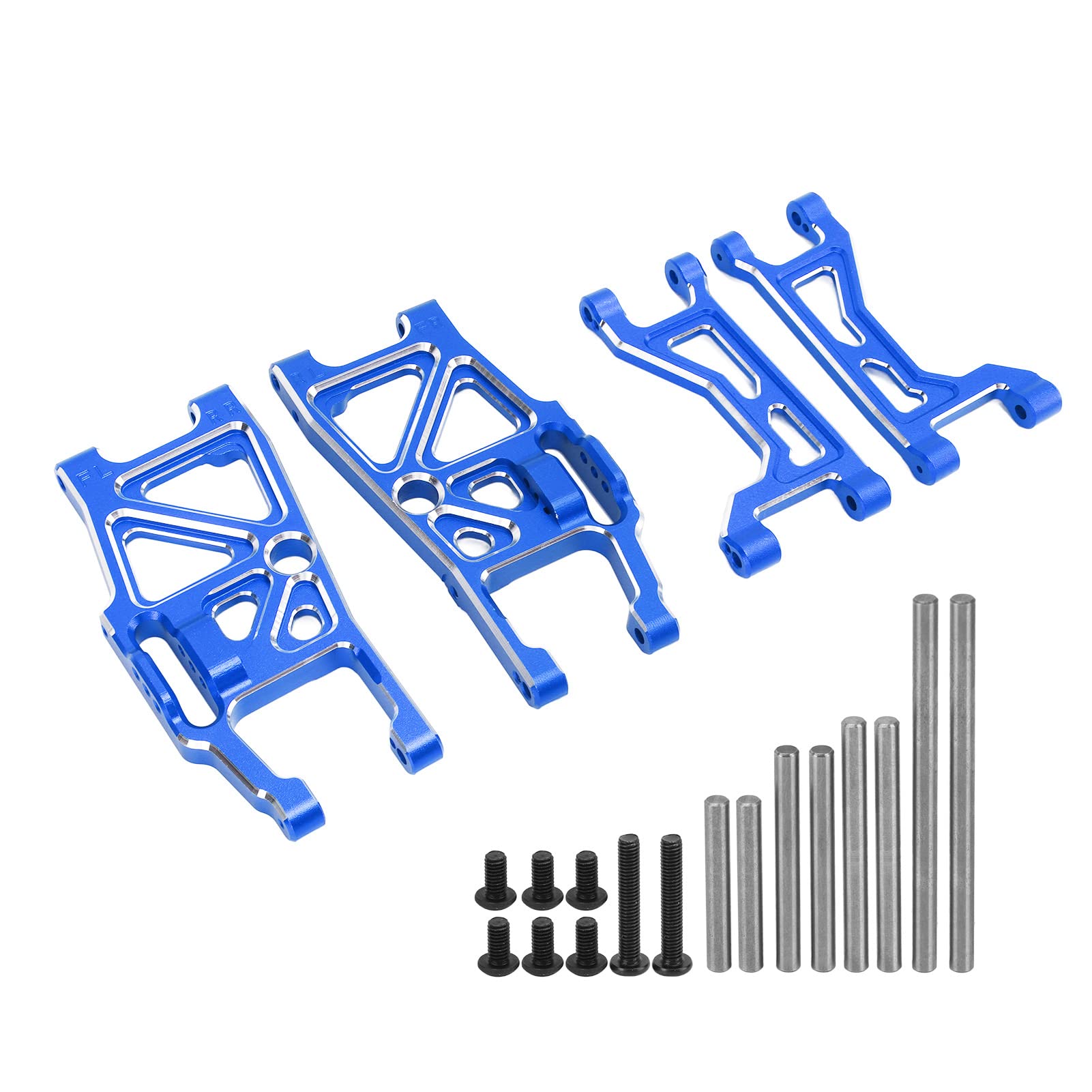 Bardzo wytrzymałe, trwałe, odporne na zużycie części do samochodów Traxxas 1/10 MAXX 2.0 RC ze stopu aluminium przód tył u góry dolne ramiona do zawieszenia 4-częściowy zestaw (ciemnoniebieski)